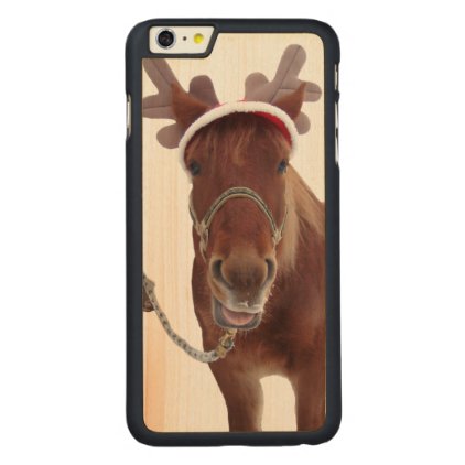 Horse deer - christmas horse - funny horse carved maple iPhone 6 plus slim case