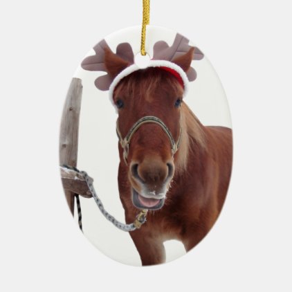 Horse deer - christmas horse - funny horse ceramic ornament