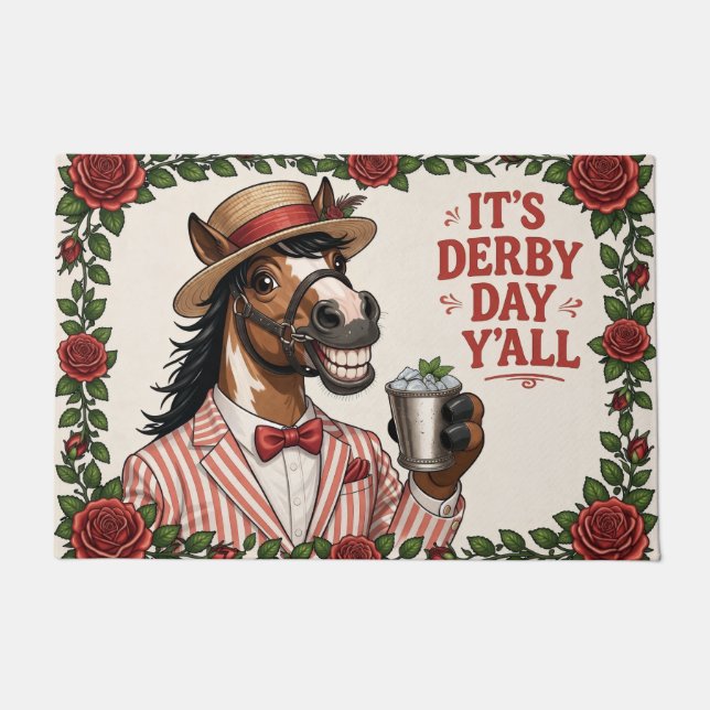 Horse Derby Day inspired Doormat  (Front)
