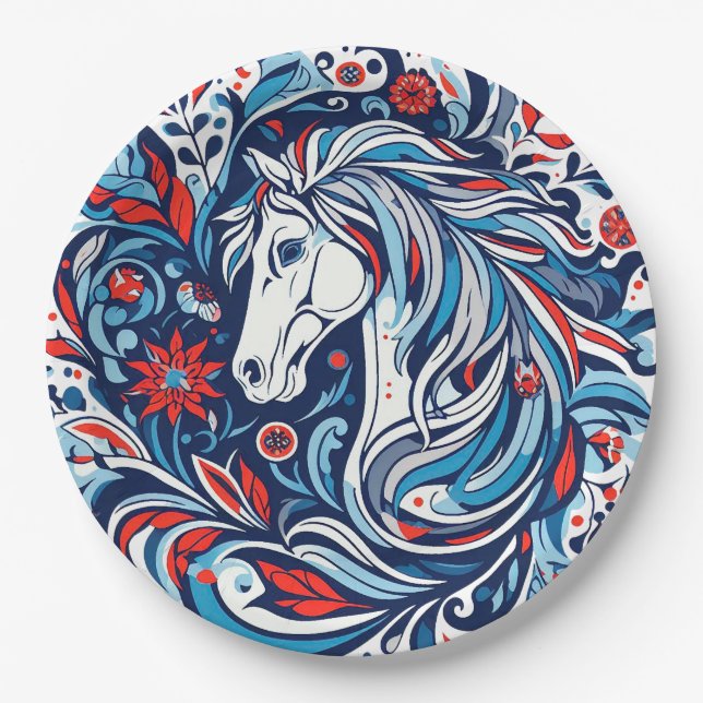 Horse design paper plates (Front)