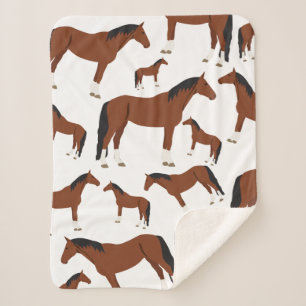Horse Design Sherpa Blanket