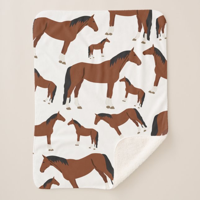 Horse Design Sherpa Blanket (Front)