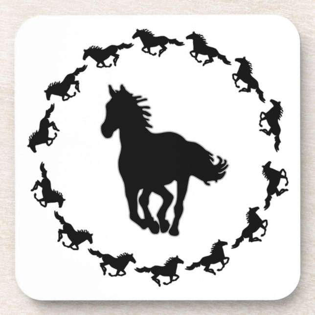 Horse Design Silhouette Drink Coaster (Front)