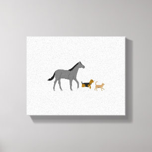 horse dog and cat canvas print