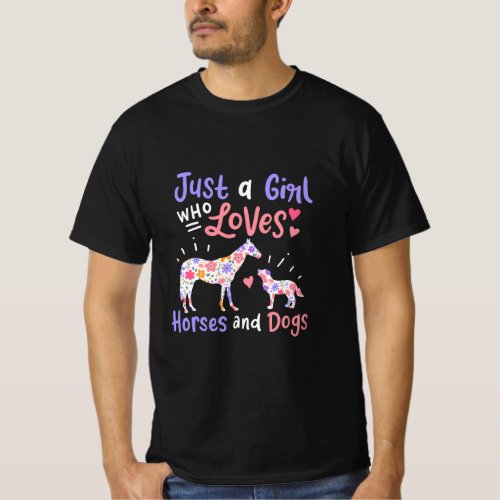 Horse Dog Just A Girl Who Loves Horses And Dogs Gi T_Shirt