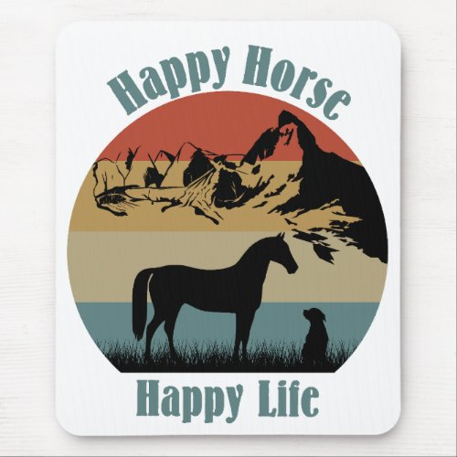 Horse dog Mountain Gift Horse riding Mouse Pad