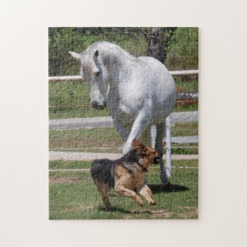 Horse & Dog Play Puzzle by manewind at Zazzle