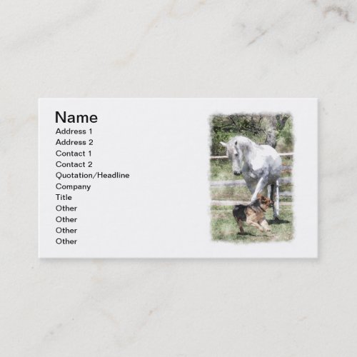 HORSE  DOG PLAY WATERCOLOR BUSINESS CARD