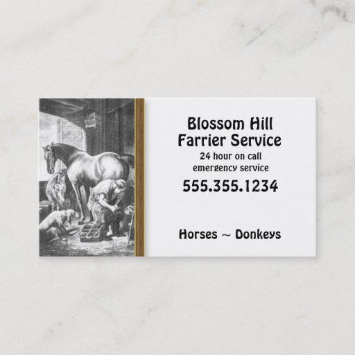 Customizable Horse Donkey Farrier Business Card
