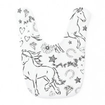 Horse Doodle Color Me In  Baby Bib