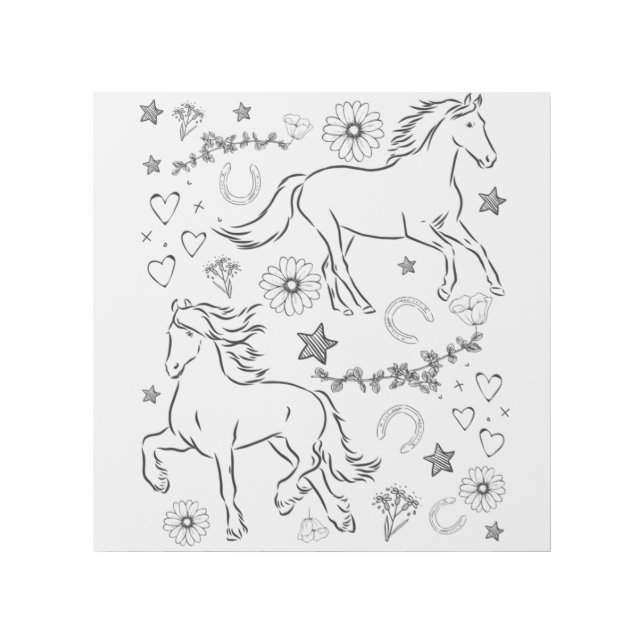 Horse Doodle Color Me In    Gallery Wrap (Front)