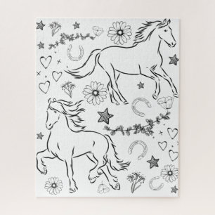 Horse Doodle Color Me In Jigsaw Puzzle