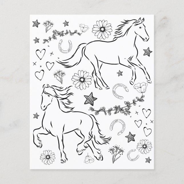 Horse Doodle Color Me In Paper (Front)