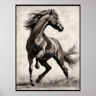 Charcoal And Graphite Use Only Black and White pencils Horse Wall Painting  Charcoal and graphite pencil