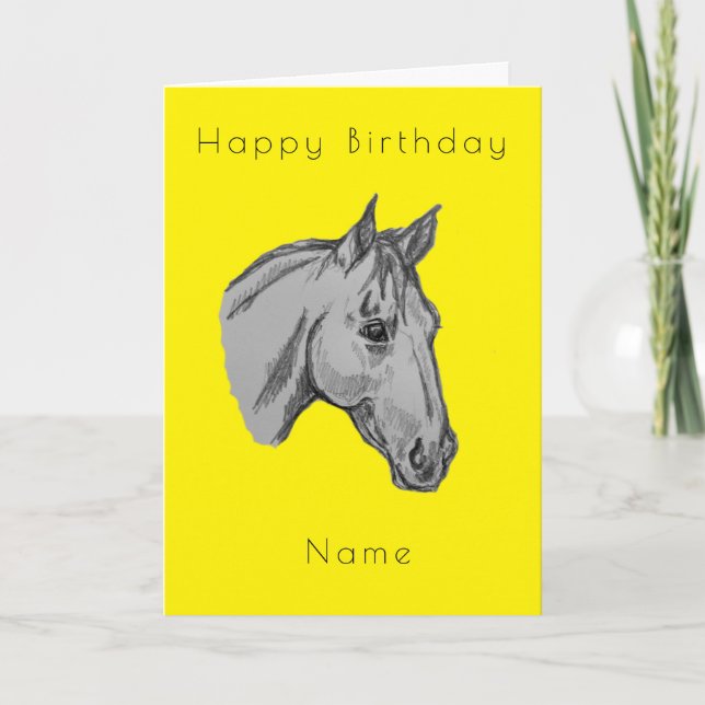 Horse Drawing Deco Birthday Card (Front)