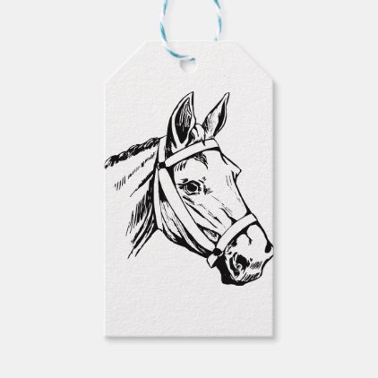 Horse Drawing Head Gift Tags