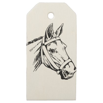 Horse Drawing Head Wooden Gift Tags