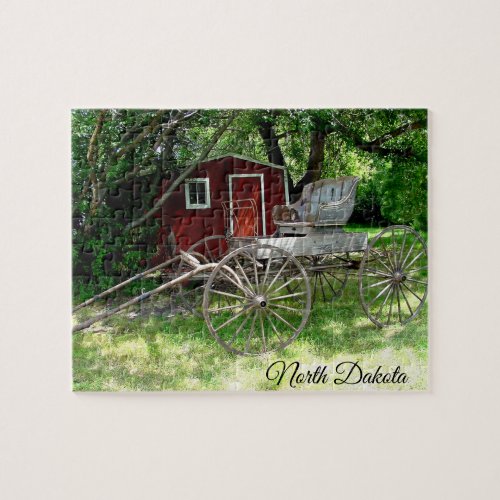 Horse Drawn Buggy and Red Shed Jigsaw Puzzle