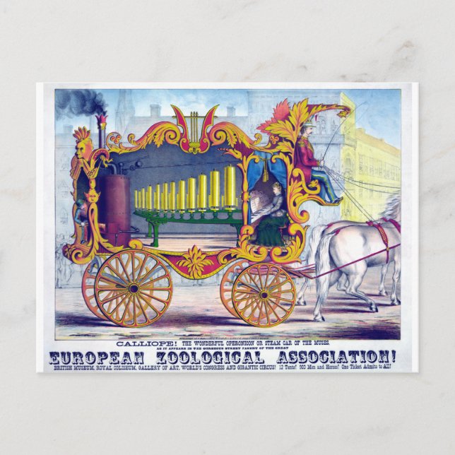 Horse Drawn Calliope Musical Instrument! Postcard (Front)