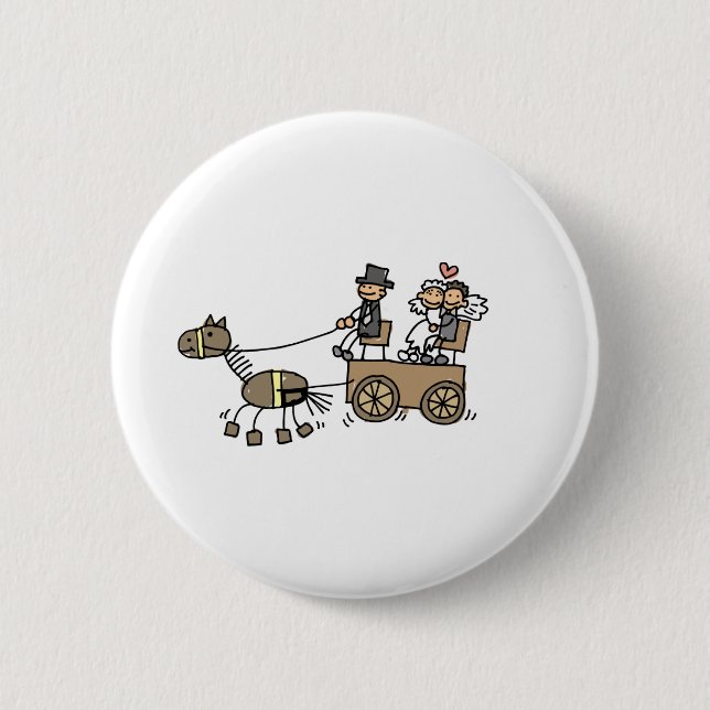 Horse Drawn Carriage For Weddings Button (Front)
