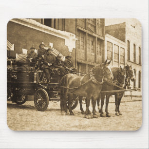 Horse Drawn Fire Engine Vintage Mouse Pad