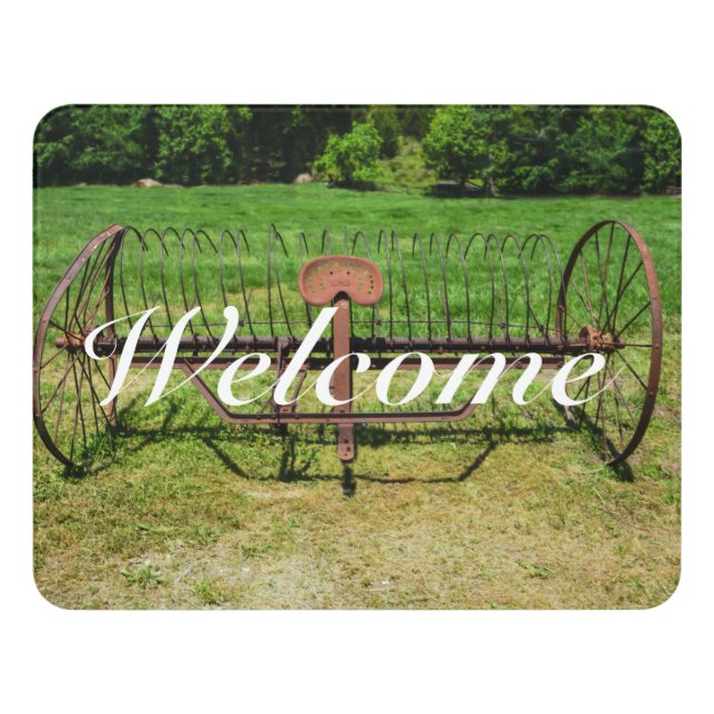 Horse Drawn Hay Rake Door Sign (Contemporary Front)