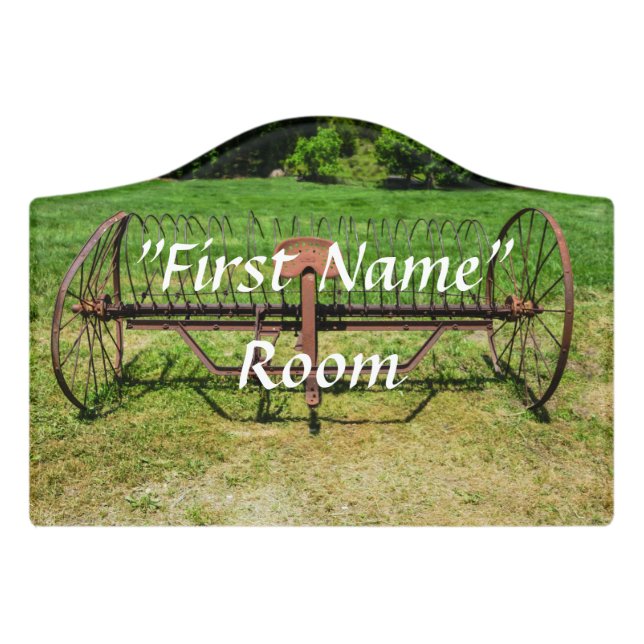 Horse Drawn Hay Rake Door Sign (Small Crest Front)