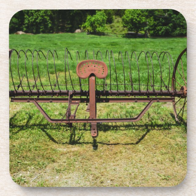 Horse Drawn Hay Rake Drink Coaster (Front)