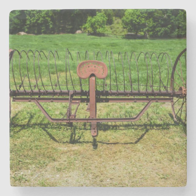 Horse Drawn Hay Rake Stone Coaster (Front)