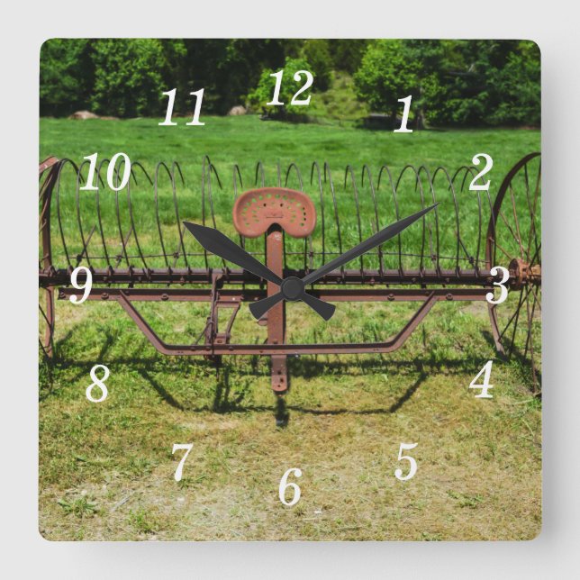 Horse Drawn Hay Rake Wall Clock (Front)