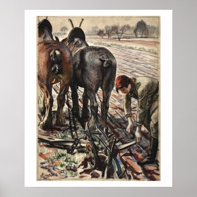 Horse-drawn plough, land_Propaganda Poster (Front)