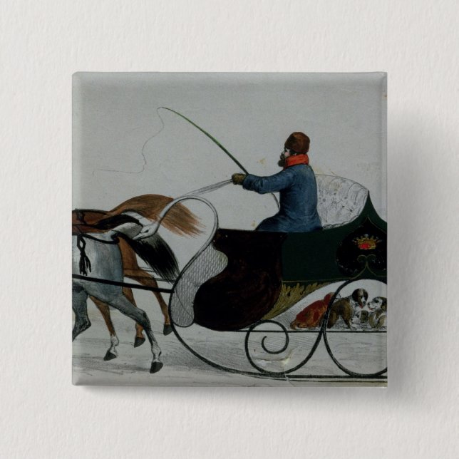 Horse Drawn Sleigh Button (Front)