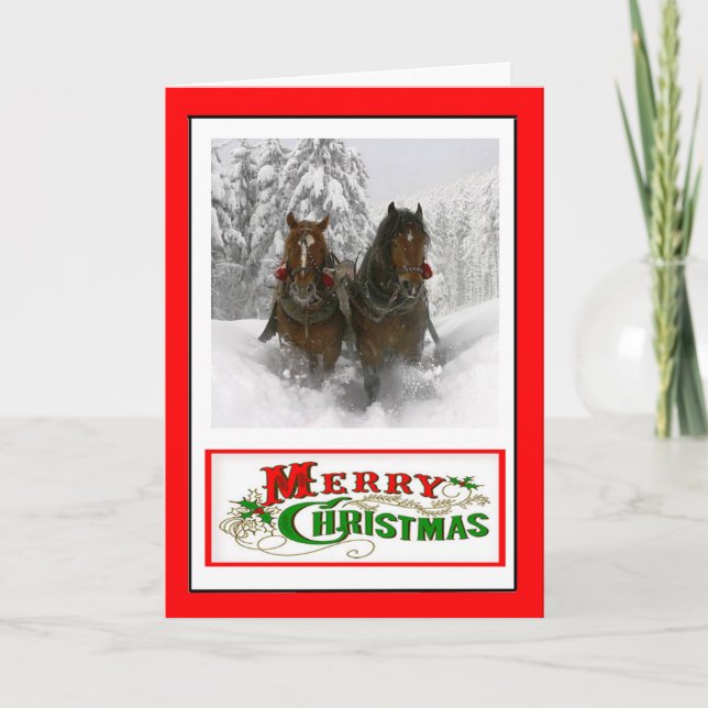Horse Drawn Sleigh Christmas Card (Front)