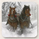 Horse Drawn Sleigh Christmas Drink Coaster at Zazzle