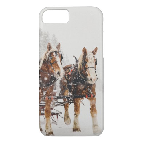 Horse Drawn Sleigh Christmas Scene iPhone 87 Case