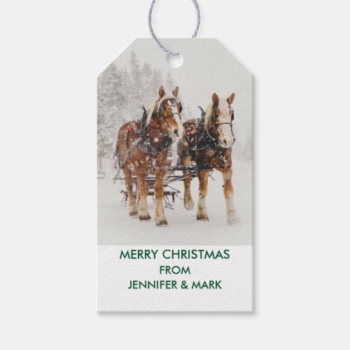 Horse Drawn Sleigh Christmas Scene Gift Tags