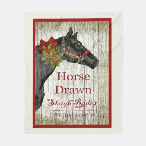 Horse Drawn Sleigh Rides Christmas Fleece Blanket