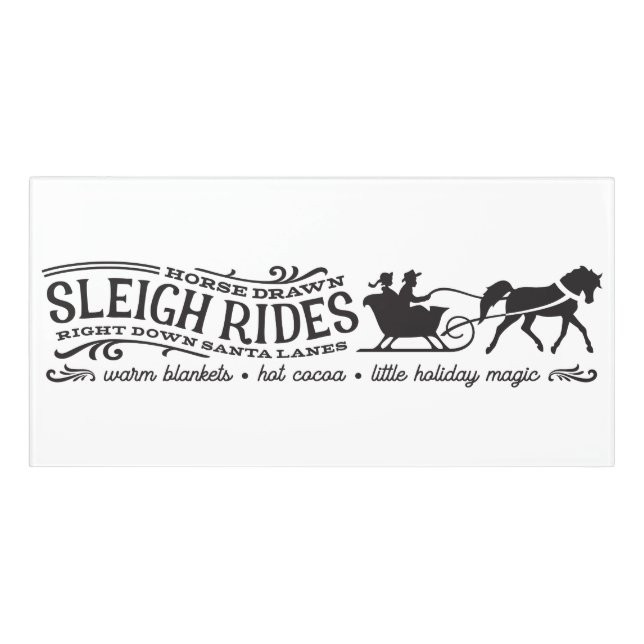 Horse Drawn Sleigh Rides Door Sign (Classic Front)