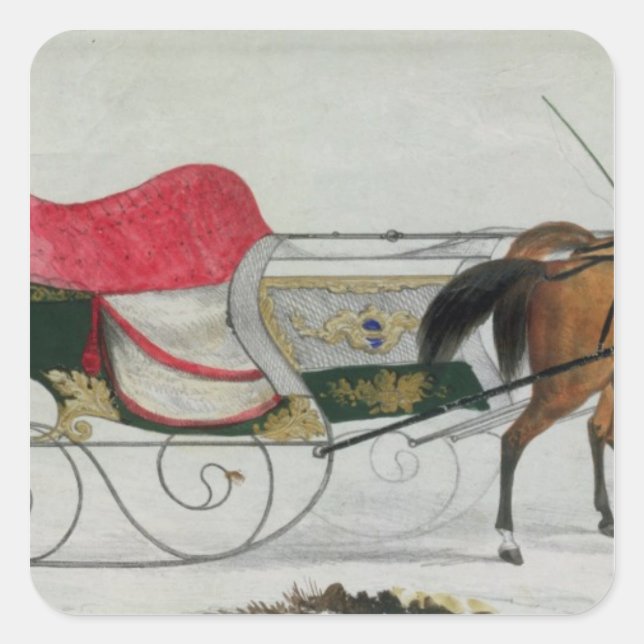 Horse Drawn Sleigh Square Sticker (Front)