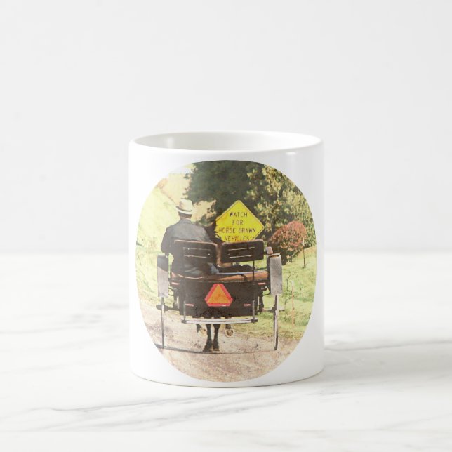 Horse Drawn Vechicles, Kalona, Iowa Amish Horse Coffee Mug (Center)