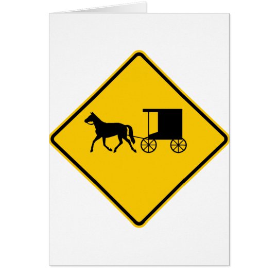 Horse-drawn Vehicle Traffic Highway Sign Card