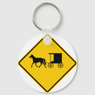 Horse-drawn Vehicle Traffic Highway Sign Keychain