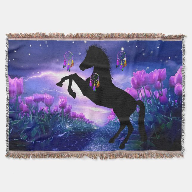 Horse Dreamcatcher Throw Blanket (Front)
