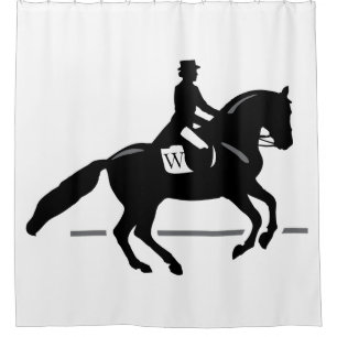 Horse Dressage Custom Initial & Color Background Shower Curtain