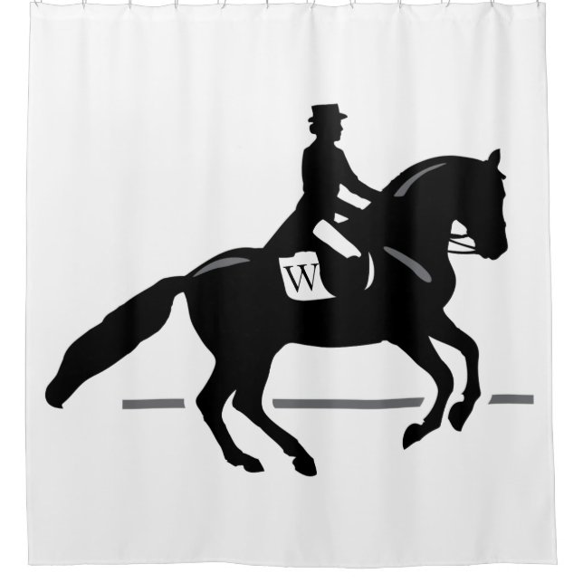 Horse Dressage Custom Initial & Color Background Shower Curtain (Front)