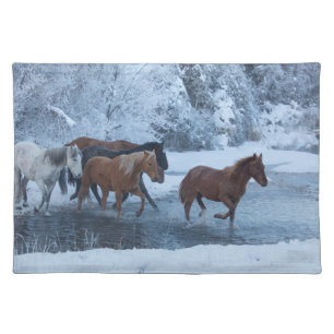 Horse Drive in Winter Cloth Placemat