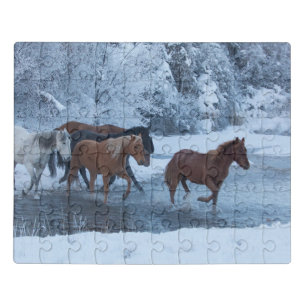 Horse Drive in Winter Jigsaw Puzzle