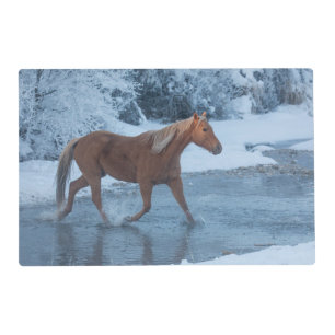Horse Drive in Winter on Hideout Ranc Placemat