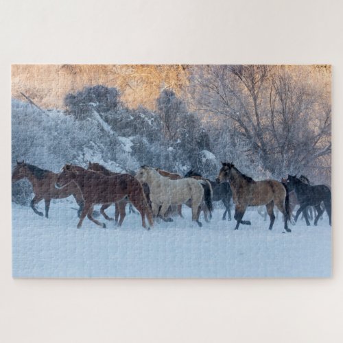 Horse Drive in Winter on Hideout Ranch Jigsaw Puzzle