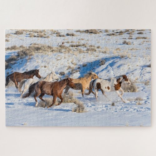 Horse Drive in Winter on Hideout Ranch Jigsaw Puzzle